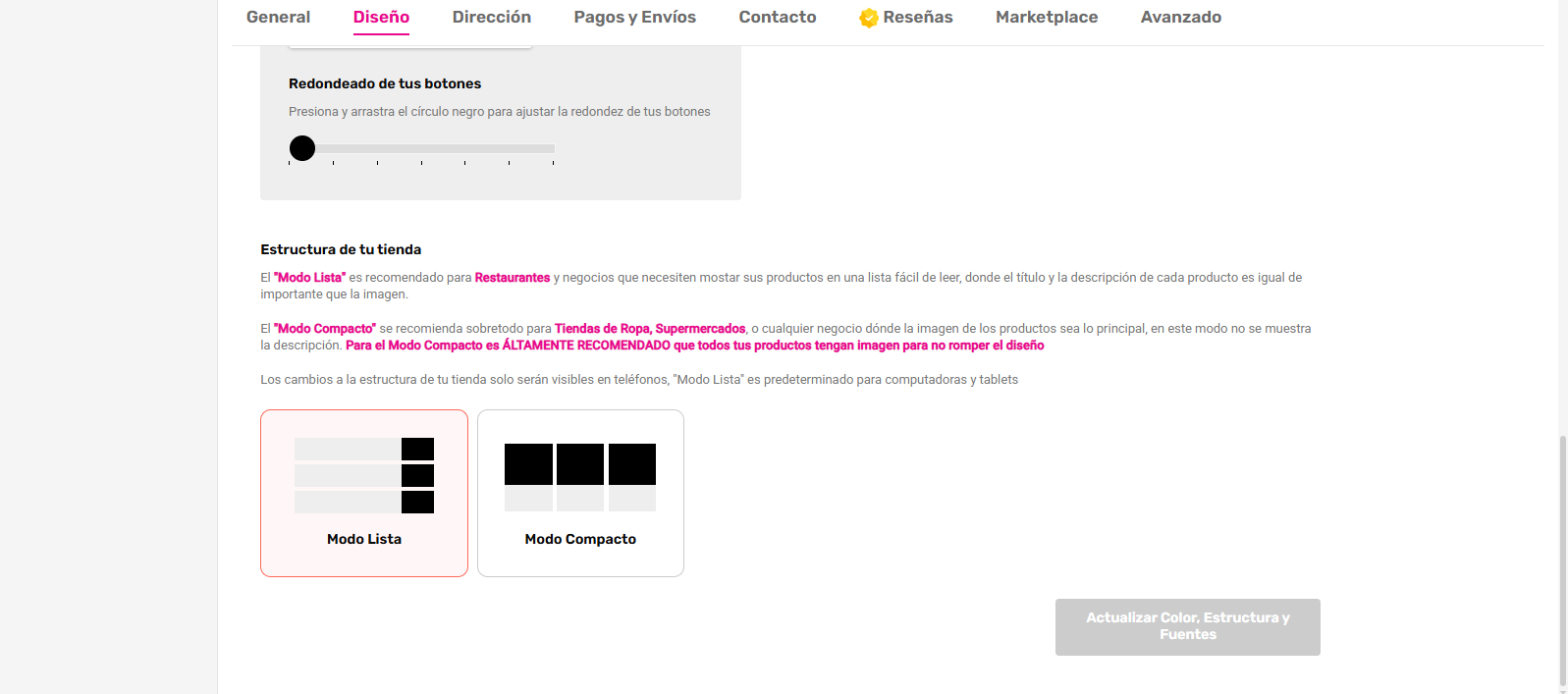 Estructura de la tienda